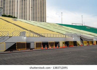 Singapore - 30 March 2019: The Float stadium Bay Grandstand at Marina Bay, Empty No People