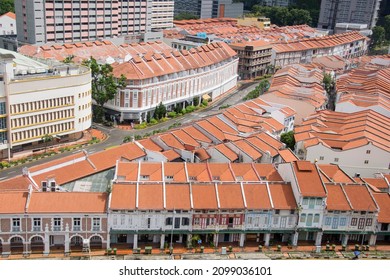 Singapore- 31 Oct, 2021: Traditional Shop Houses Located In Chinatown Singapore These Shophouse Is A Quintessential Architectural Icon Still Widely Used For Residential And Commercial Purposes