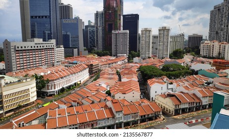 Singapore- 31 Oct, 2021: Traditional Shop Houses Located In Chinatown Singapore These Shophouse Is A Quintessential Architectural Icon Still Widely Used For Residential And Commercial Purposes