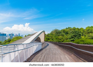 SINGAPORE- 9 JULY, 2016: Landscape Top View Of Singapore Famous Bridge -The Henderson Wave Bridge