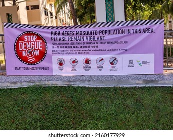 SINGAPORE - 9 MAY 2022: SINGAPORE - 5 JUN 2022: NEA’s Existing Dengue Community Alert System. A Red Banner: Areas With Persistently High Aedes Aegypti Mosquito Population.