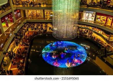 Singapore - Apr 29, 2022 : Digital Light Canvas Display Is An Interactive Digital Art Installation At Marina Bay Sands, Singapore.