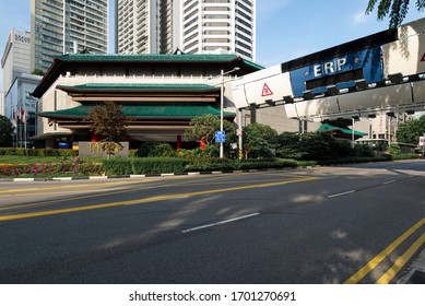 Singapore, Singapore - April 10, 2020: Empty Street Of Orchard Road, Singapore During Circuit Breaker Or Lockdown Due To Increased Rate Of COVID-19 Infection