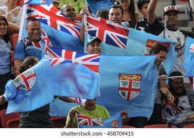 SINGAPORE - APRIL 17,2016 : Fiji Rugby Suporters At HSBC World Rugby Sevens Series Singapore.