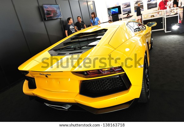 Singapore April 20 Bright Yellow Lamborghini Stock Photo