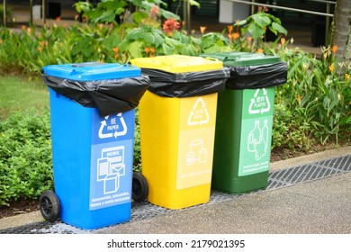 Singapore Arab Street 1 June 2022 Collection Of Waste Bins 