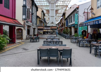 Singapore / August 13, 2020 : Empty Restaurants At Smith Street, Chinatown. Business Impact Of The Pandemic.