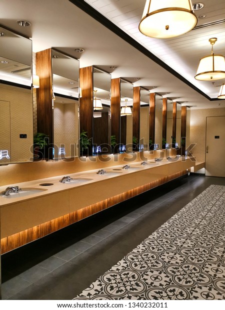 Singapore Bathroom Sinks Lighting Mirrors Bathroom Stock Photo