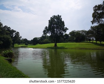 Singapore Central Catchment Nature reserve called Macritichie reservoir, green landscape of freshwater reservoir