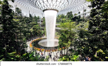 Singapore Changi Airport Waterfall Attraction