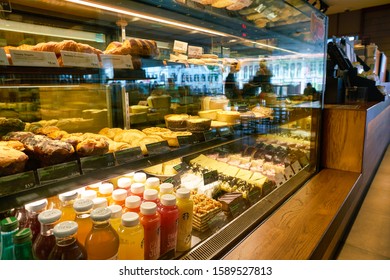 SINGAPORE - CIRCA APRIL, 2019: Food And Drinks On Display At Starbucks Coffee In Singapore.