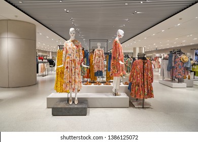 SINGAPORE - CIRCA APRIL, 2019: interior shot of Zara store in Jewel Changi Airport.