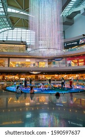 SINGAPORE - CIRCA APRIL, 2019: View Of Digital Light Canvas In Singapore. The Digital Light Canvas Display Is An Interactive Digital Art Installation At The Shoppes At Marina Bay Sands