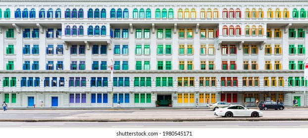 SINGAPORE - CIRCA JANUARY 2016: Panoramic View Of Old Hill Street Police Station Which Now Houses The Ministry Of Communications And Information (MCI) And Ministry Of Culture, Community And Youth.