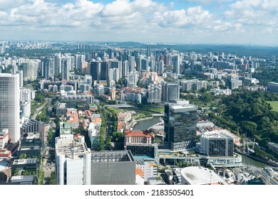 Singapore City Aerial View - Singaproe River. Singapore, Singapore 25 July 2022