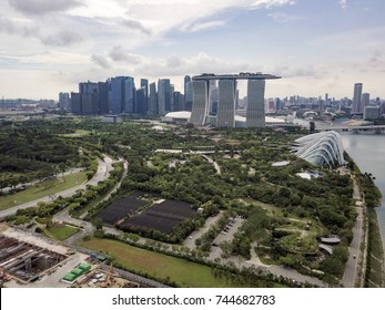 Singapore City Landscape, Sky View, Drone View
