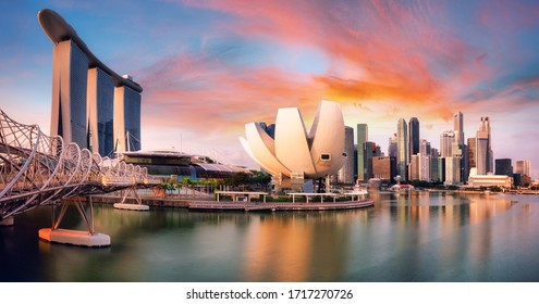 Singapore city at  Marina during dramatic sunset - Powered by Shutterstock