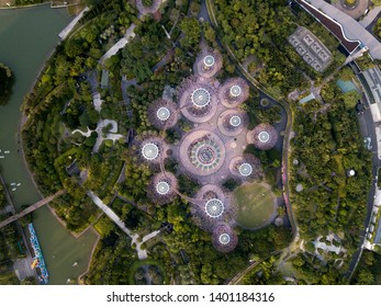 Singapore City Sept 2018 : Gardens By The Bay Drone View 