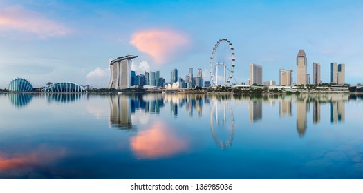 Singapore city skyline - Shutterstock ID 136985036