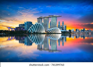 Singapore city skyline at dusk - Shutterstock ID 741399763