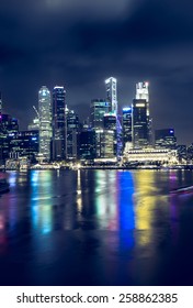 Singapore City Skyline At Night