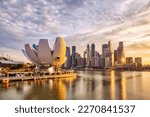 Singapore City Skyline view from Marina Bay during Sunset, Singapore