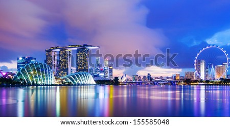 Singapore cityscape during sunset