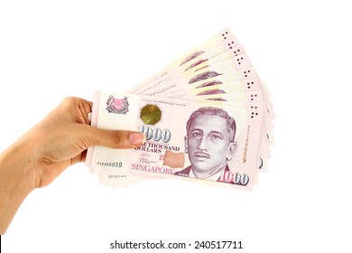 Singapore Currency Isolated On White Background.