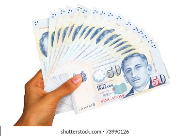 Singapore Currency Isolated On White Background.