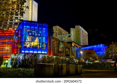 Singapore - Dec 9, 2021 : Marina Square Shopping Mall Light Up At Night.
