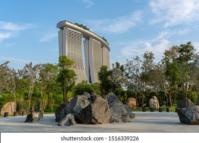 SINGAPORE - December, 2018: Marina Bay Sands Hotel At Daytime. Marina Bay Sands Is An Integrated Resort Fronting Marina Bay In Singapore.