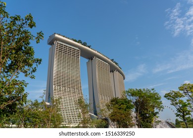 SINGAPORE - December, 2018: Marina Bay Sands Hotel At Daytime. Marina Bay Sands Is An Integrated Resort Fronting Marina Bay In Singapore.