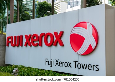 SINGAPORE - DECEMBER 23, 2017: Fuji Xerox Towers Signage At Singapore Business District.