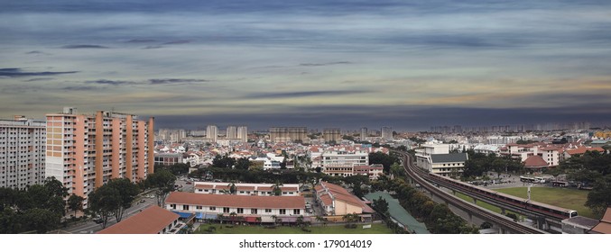 Singapore Eunos Housing Estate By The MRT Train Station Panorama