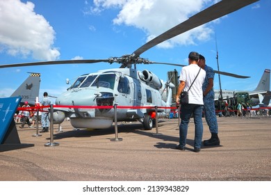 Singapore, Singapore - Feb 15, 2020: RSN S-70N Sea Hawk Being Displayed On Singapore Airshow.