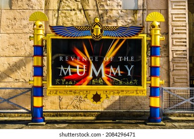 Singapore - Feb 26, 2021: Revenge Of The Mummy At Universal Studios Singapore.