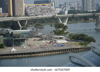 Singapore - Feb 9th 2020 - The Marina Bay Street Circuit Is A Street Circuit Around Marina Bay. The Track Is 5.063 Km (3.146 Mi) Long In A Harbourside Location.