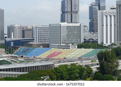 Singapore - Feb 9th 2020 - The Marina Bay Street Circuit Is A Street Circuit Around Marina Bay. The Track Is 5.063 Km (3.146 Mi) Long In A Harbourside Location.