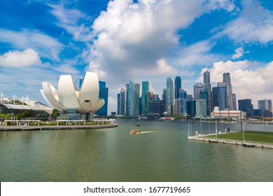 SINGAPORE, SINGAPORE - FEBRUARY 26, 2020: ArtScience Museum in a sunny day in Singapore