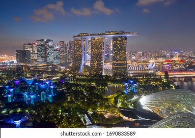 SINGAPORE - FEBRUARY 3: Singapore business district and city, Marina Bay is bay located in the Central Area of Singapore on February 3, 2020 in Singapore.