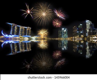 Singapore - Fireworks Over Marina Bay