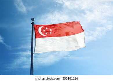 Singapore Flag On The Mast