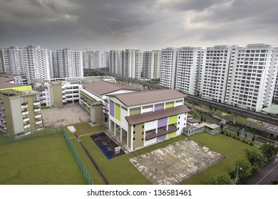 Singapore Goernment Public Housing With Public School In Punggol District