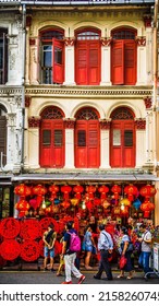 Singapore - Jan 21, 2019 : Chinatown Shophouses On Smith Street, Singapore.