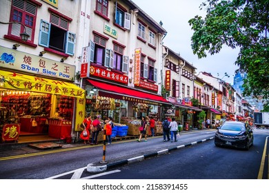 Singapore - Jan 21, 2019 : Chinatown Shophouses On Smith Street, Singapore.