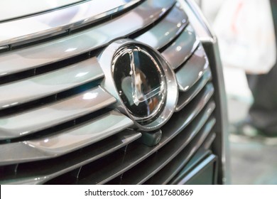 SINGAPORE - JANUARY 14, 2018: Front Grill and Emblem from Lexus RX Turbo  RX200tat motorshow in Singapore.
