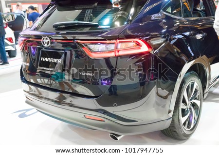 SINGAPORE - JANUARY 14, 2018: Toyota Harrier SUV at motorshow in Singapore.