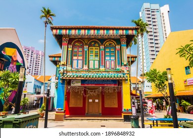 SINGAPORE - January 18,2019 :Colorful facade of building in Little India, Singapore.