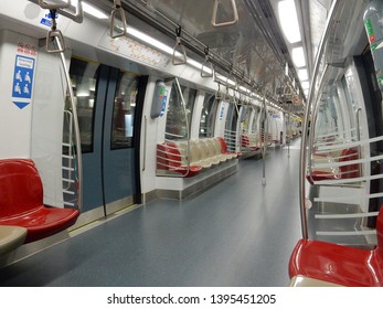 Singapore - January 6, 2018:  Inside Singapore MRT Circle Line 