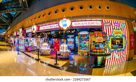 Singapore - Jul 20, 2022 : Cow Play Cow Moo In Suntec City Hall A, The Flagship Of The Largest Amusement Carnival Or Arcade Stores In Singapore.